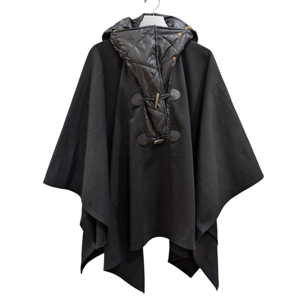 Tuckernuck Black Quilted Hooded Toggle Cape - NWT - OS